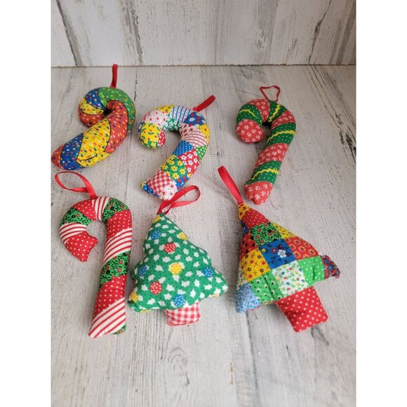 Candy cane plush Patchwork ornament Xmas set - Picture 4 of 4